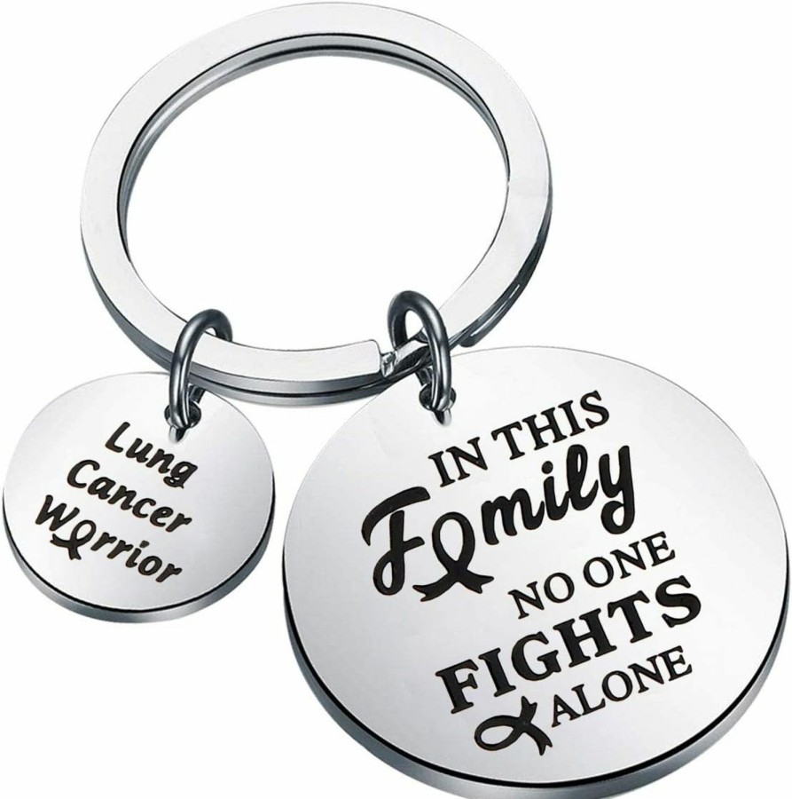 Hot FUSTMW Lung Cancer Awareness Gifts Lung Cancer Keychain Survivors Gifts Inspirational Lung Cancer Support Gifts Nobody Fights Alone