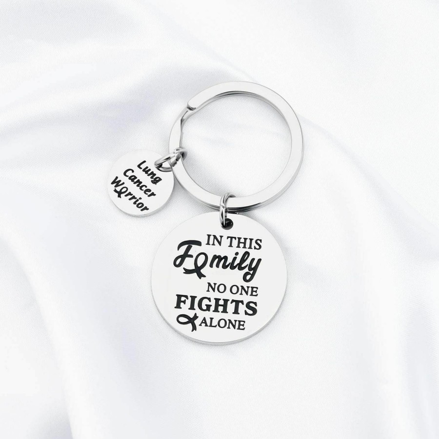 Hot FUSTMW Lung Cancer Awareness Gifts Lung Cancer Keychain Survivors Gifts Inspirational Lung Cancer Support Gifts Nobody Fights Alone