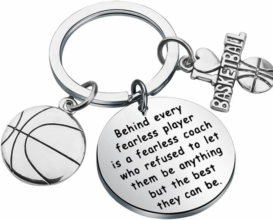 Clearance AKTAP Aktap Basketball Lover Gift Basketball Player Keychain Behind Every Fearless Player Is A Fearless Coach Thank You Gift Basketball Gift For Coaches Team (Basketball Player Keychain)