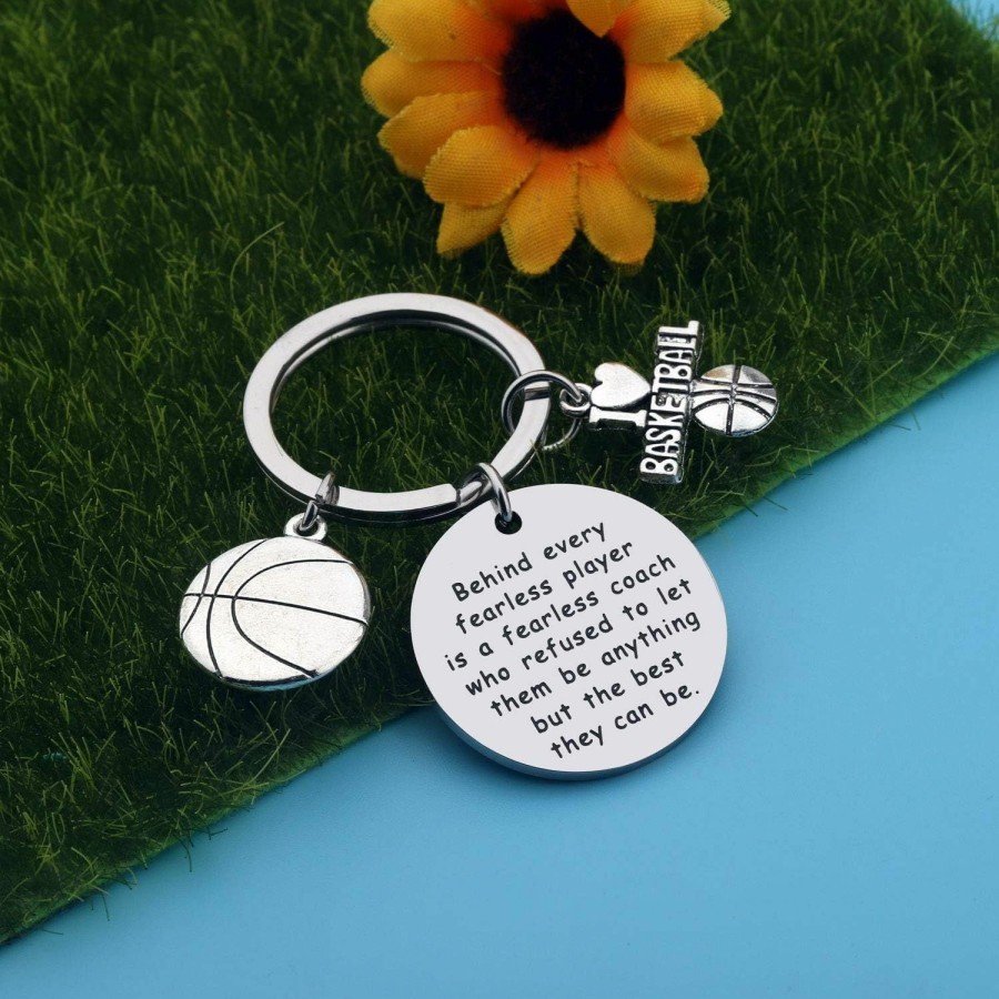 Clearance AKTAP Aktap Basketball Lover Gift Basketball Player Keychain Behind Every Fearless Player Is A Fearless Coach Thank You Gift Basketball Gift For Coaches Team (Basketball Player Keychain)