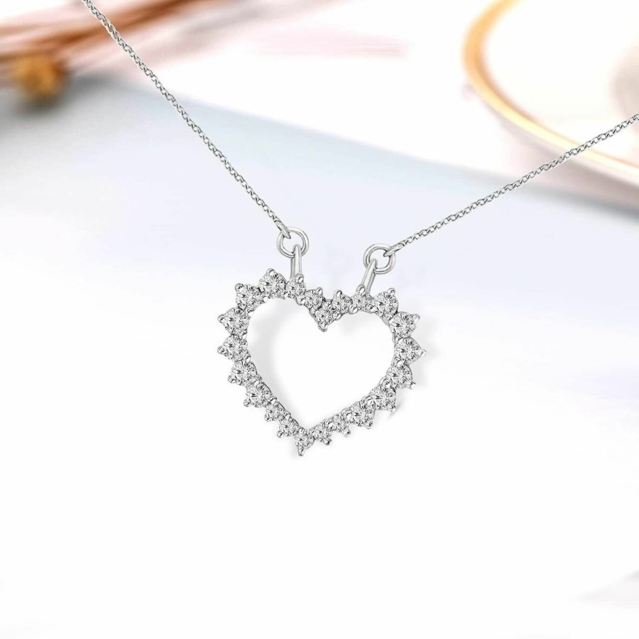 Clearance FRIENDLY DIAMONDS Friendly Diamonds 1/2 Carat - 1 Carat | 10K, 14K Gold & 925 Sterling Silver | Lab Grown Diamond Heart Shape Pendant Necklace | G-H Color, Si1 Clarity