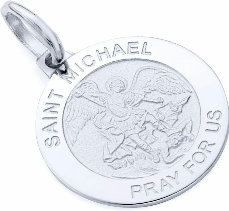 Hot The World Jewelry Center The World Jewelry Center 14K Real Yellow Or White Gold Religious Saint Michael Medal Charm Pendant