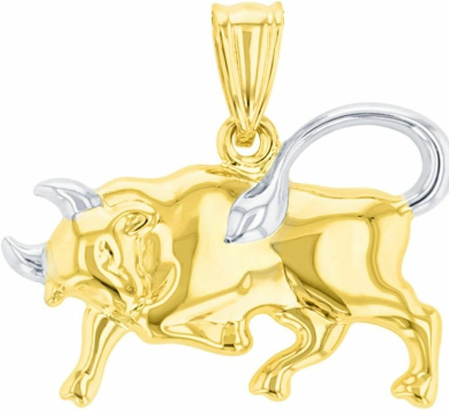 Best Jewelry America Jewelry America High Polish 14K Yellow Gold Bull Pendant Taurus Zodiac Sign Charm