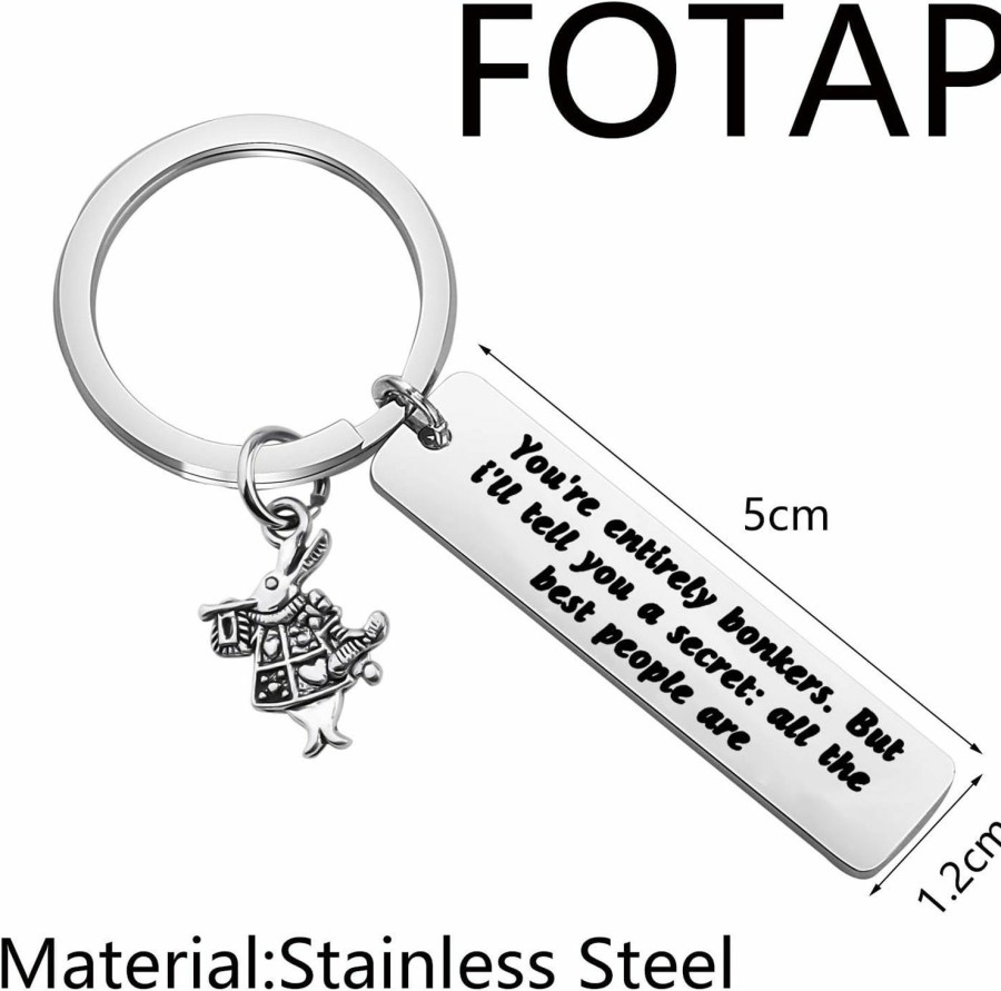 Clearance FOTAP Fotap You'Re Entirely Bonkers Keychain Alice Inspire Gift