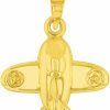 Hot Jewelry America Jewelry America High Polish 14K Yellow Gold 3D Star Airplane Charm Aircraft Ascending Pendant