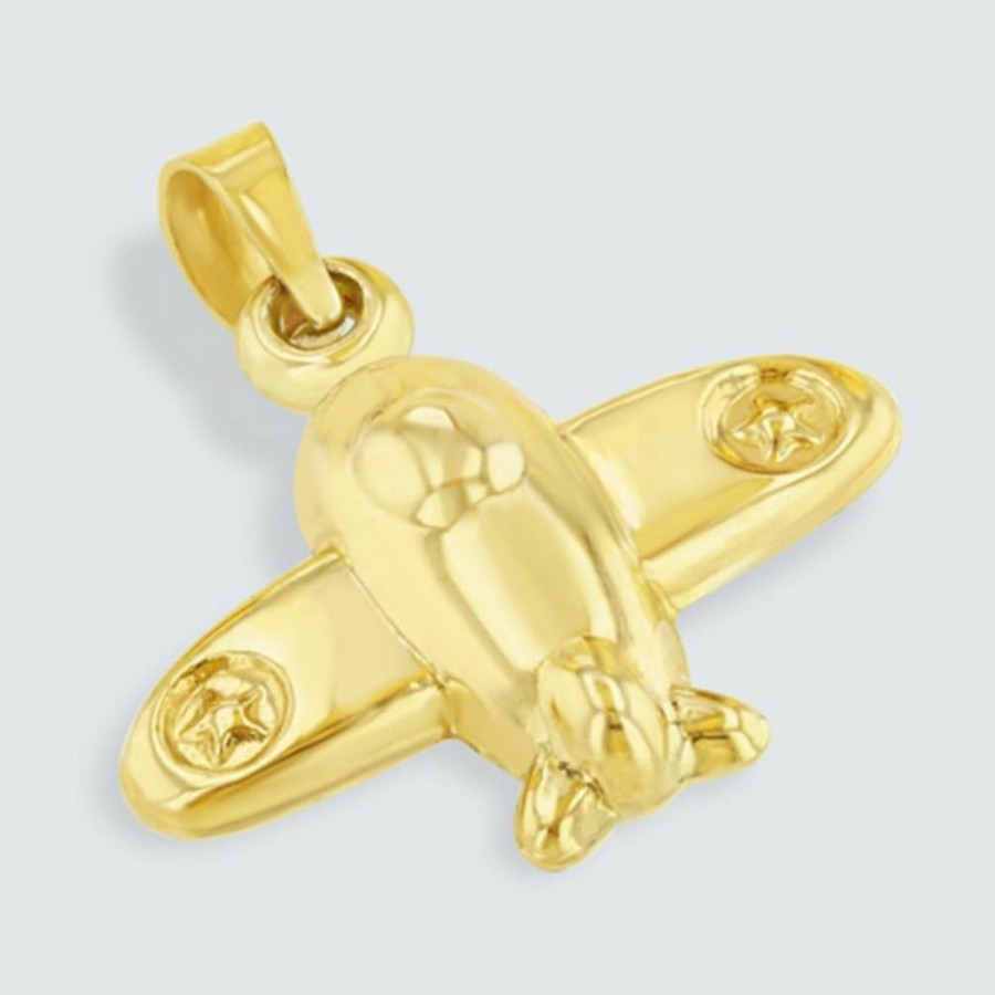 Hot Jewelry America Jewelry America High Polish 14K Yellow Gold 3D Star Airplane Charm Aircraft Ascending Pendant