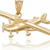 Clearance Claddagh Gold Space And Aviation Polished 10K Yellow Gold Airplane Aircraft Charm Pendant