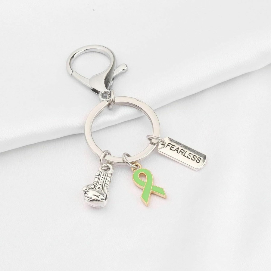 Wholesale UJIMS Ujims Organ Donors Awareness Gift Green Ribbon Support Charm Keychain Green Boxing Glove Fearless Key Ring Kidney Donor Gift