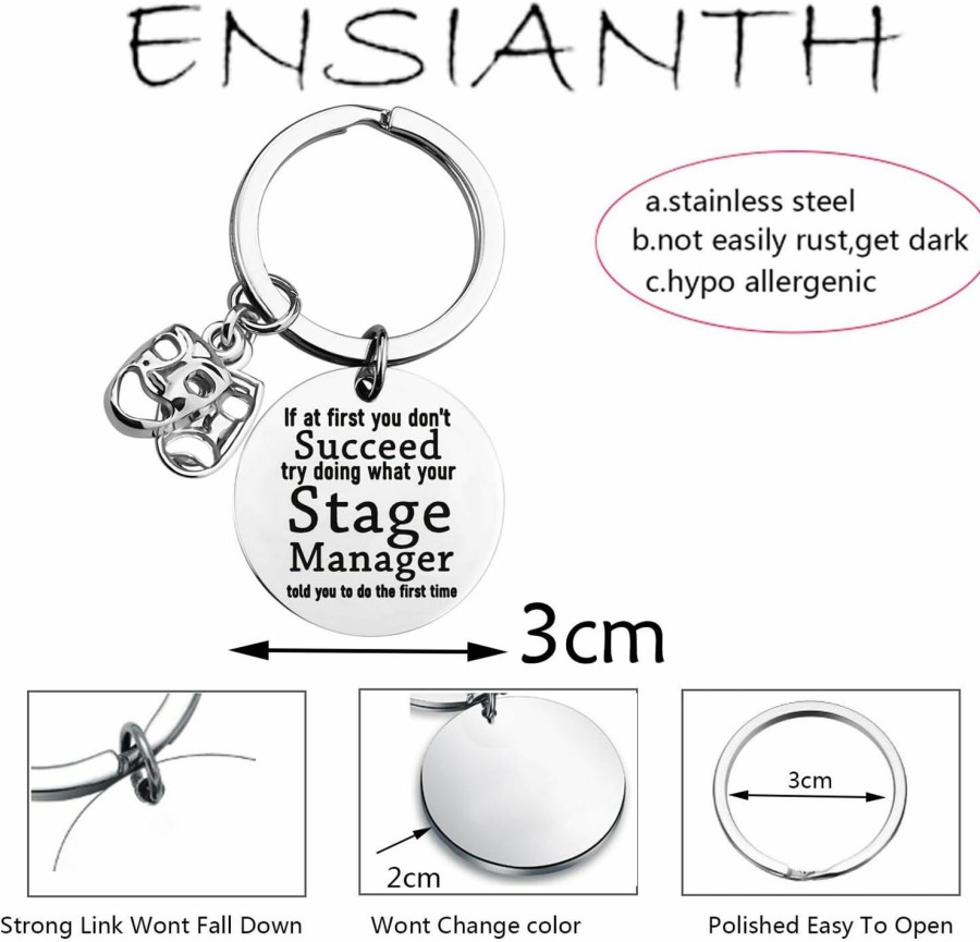 Clearance ENSIANTH Ensianth Stage Manager Keychain Drama Mask Jewelry Drama Major Gift Comedy Mask Stage Manager Gifts Actor Theater Lover Gift