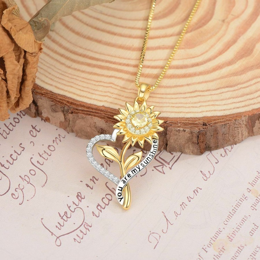 Wholesale Poekio Poekio Sunflower Gifts For Women, A Romantic Gift For Her/Wife On Valentine'S Day, Christmas, Birthday Gifts For Women You Are My Sunshine Pendant For Wife Her