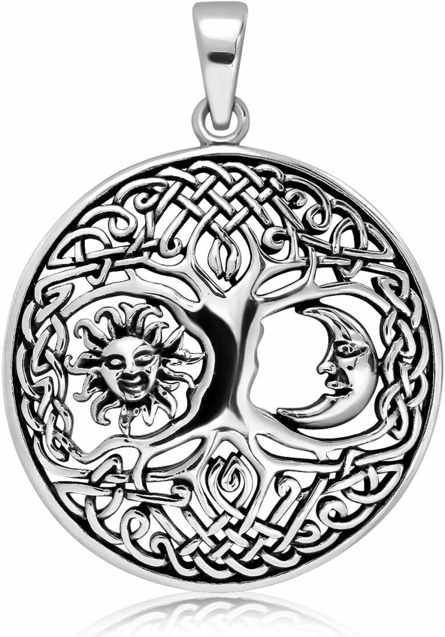 New W | S WITHLOVE SILVER Withlovesilver Solid 925 Sterling Silver Celtic Knots Tree Of Life Earth Moon Sun Root Pendant