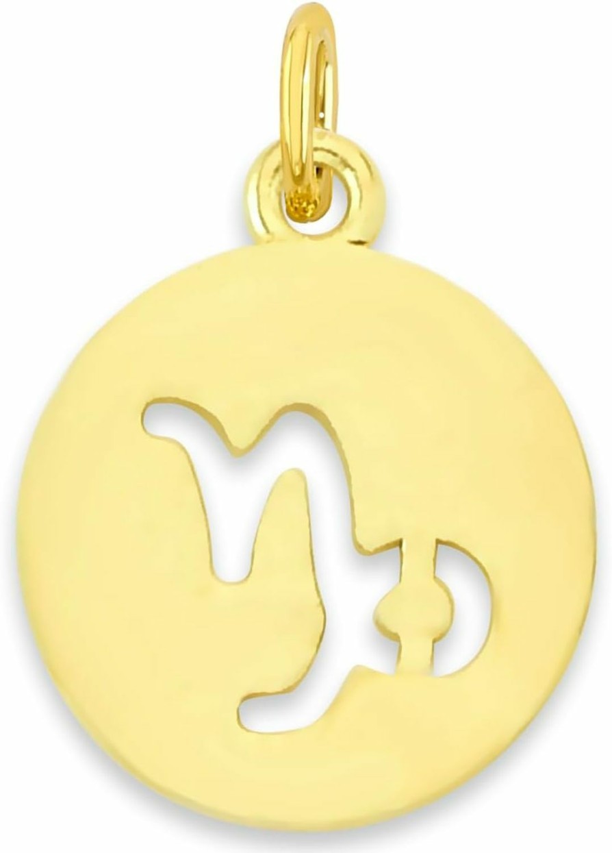 Clearance Golden Fire Dainty Solid 10K Gold Zodiac Charm With Jump Ring