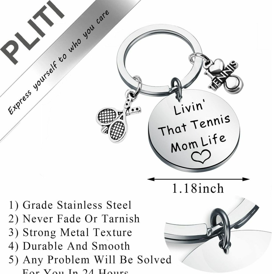 Online PLITI Pliti Tennis Mom Gift Tennis Player Gift Tennis Keychain Livin' That Tennis Mom Life Keyring With Tennis Charm