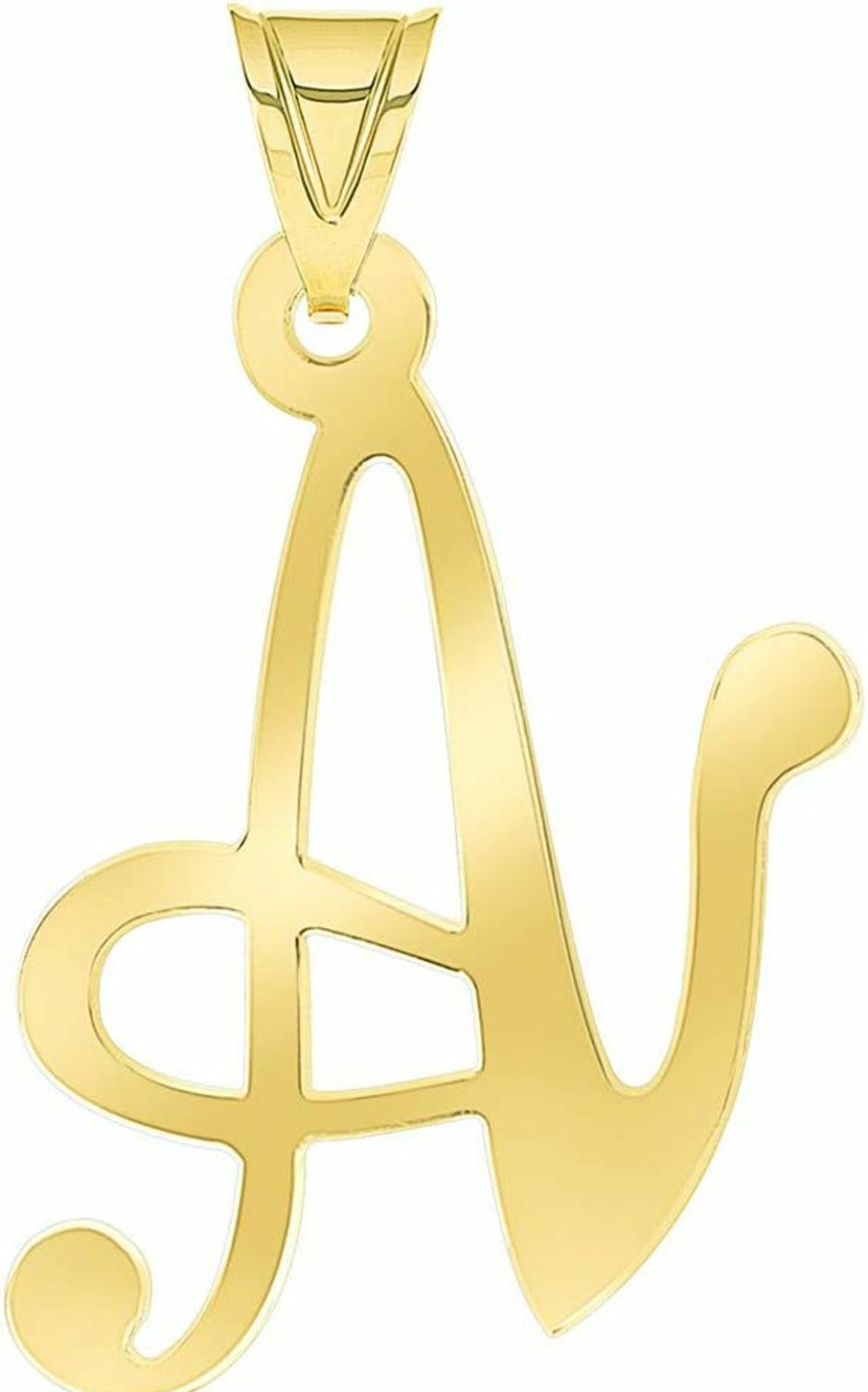 Clearance Jewelry America Jewelry America Solid 14K Yellow Gold Uppercase Script Initial Cursive Letter Pendant (Small)