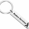 Best BEKECH Bekech Cancer Awareness Ribbon Gift Badass Survivor Keychain Cancer Survivor Gift