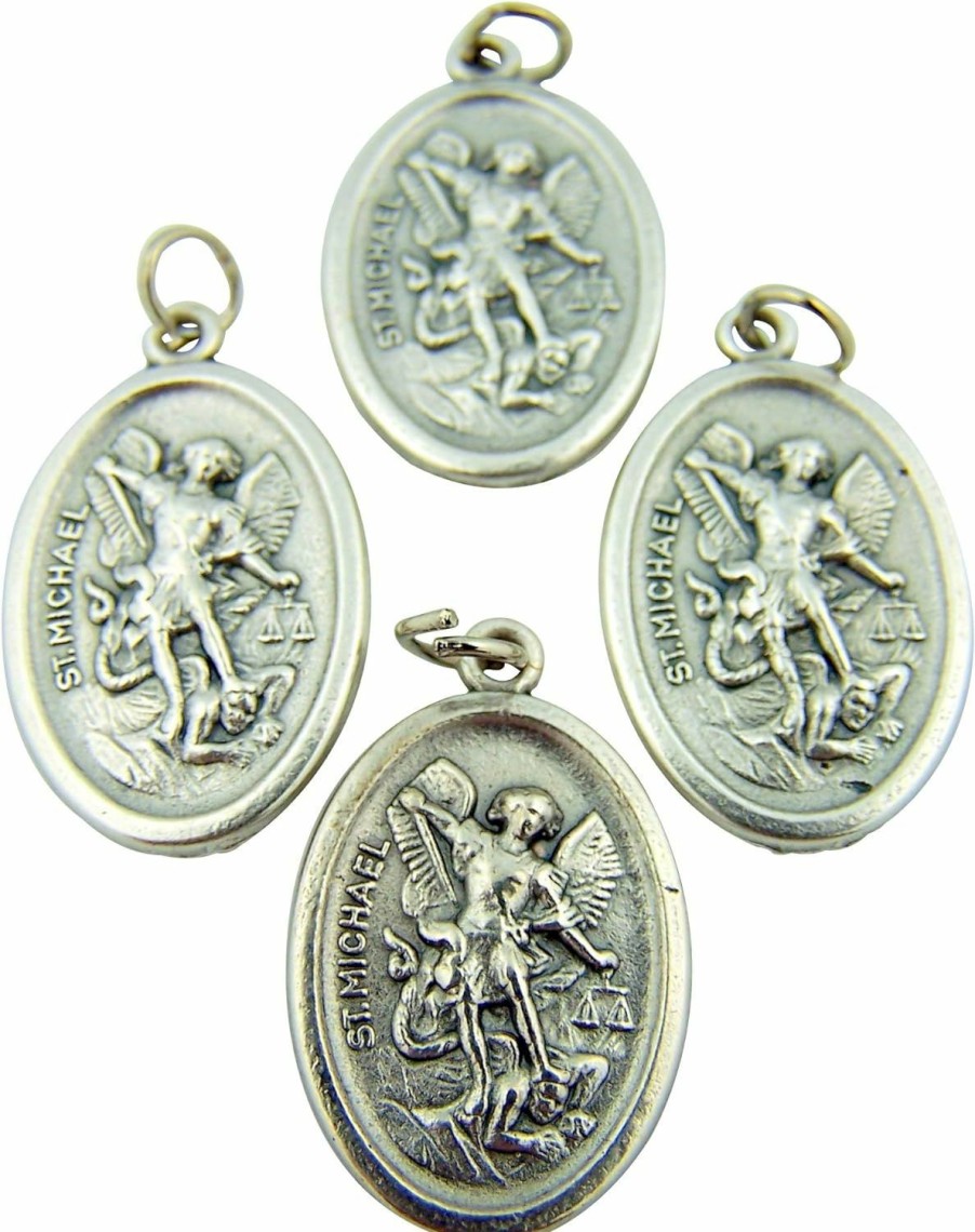 Wholesale Religious Gifts Religious Gifts Lot Of 4 Silver Tone Archangel Saint Michael With Angel Back Medal