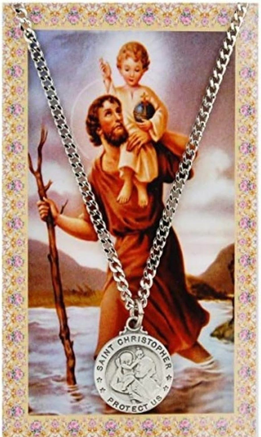 Wholesale McVan St Christopher Prayer Card With Medal Christian Pendant Charm Patron Saint Catholic