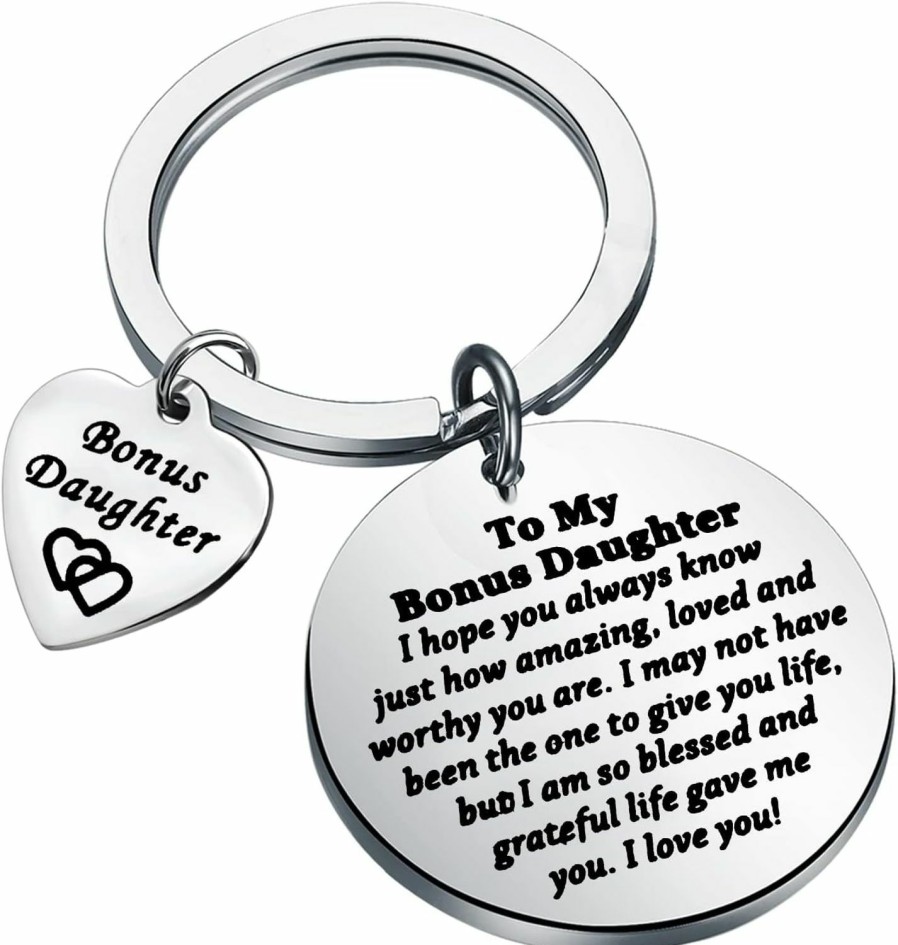 Best PLITI Pliti Bonus Daughter Gift Form Mom Dad Stepdaughter Gift Unbiological Daughter Gift To My Bonus Daughter Keychain