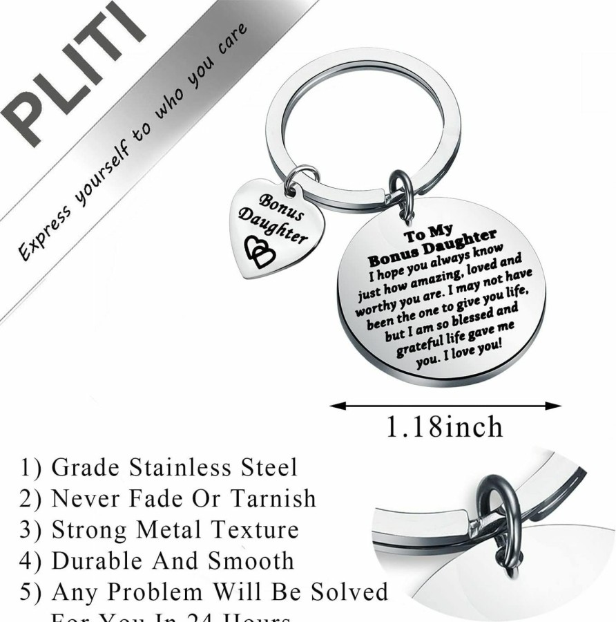 Best PLITI Pliti Bonus Daughter Gift Form Mom Dad Stepdaughter Gift Unbiological Daughter Gift To My Bonus Daughter Keychain