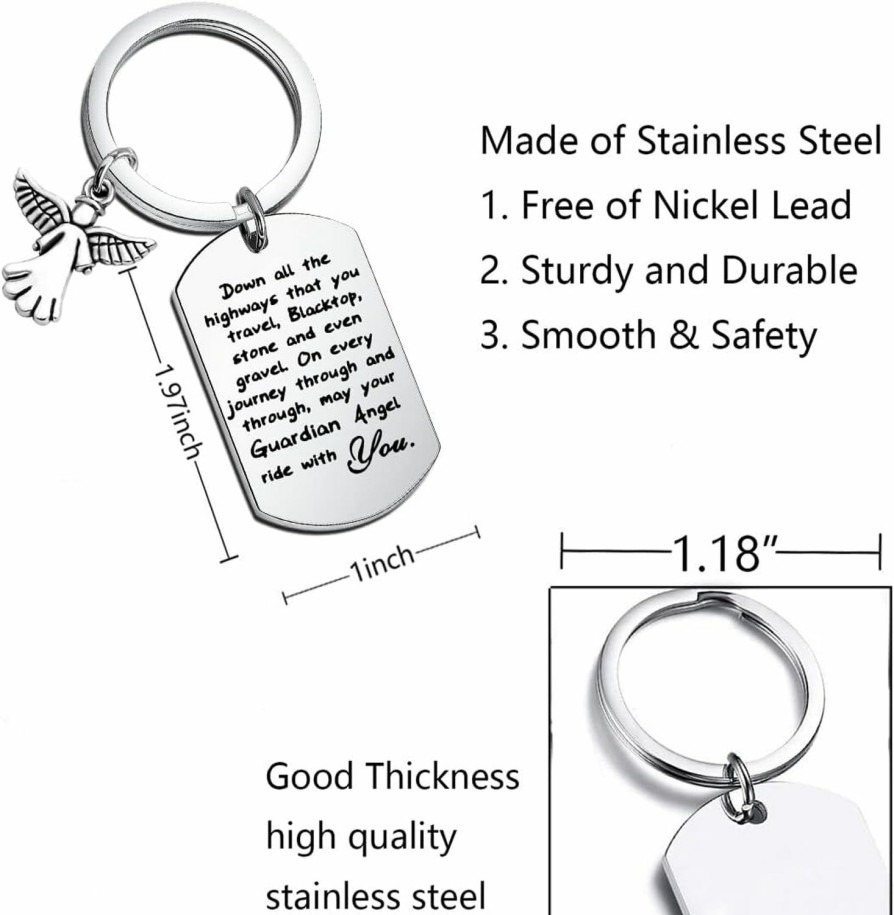 Hot FUSTMW Fustmw Drive Safe Keychain New Driver Gifts Dad Boyfriend Gifts May Your Guardian Angel Ride With You