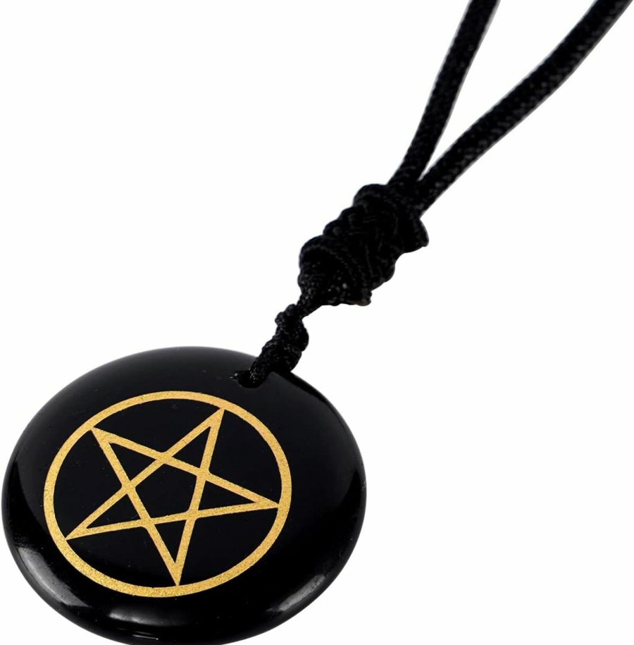 Wholesale Nothers Pentacle Necklace,Pentagram Protection Wicca Jewelry For Men Women(Obsidian)