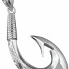 Hot Hawaiian Silver Jewelry Sterling Silver Hand Engraved Hawaiian Fish Hook Pendant