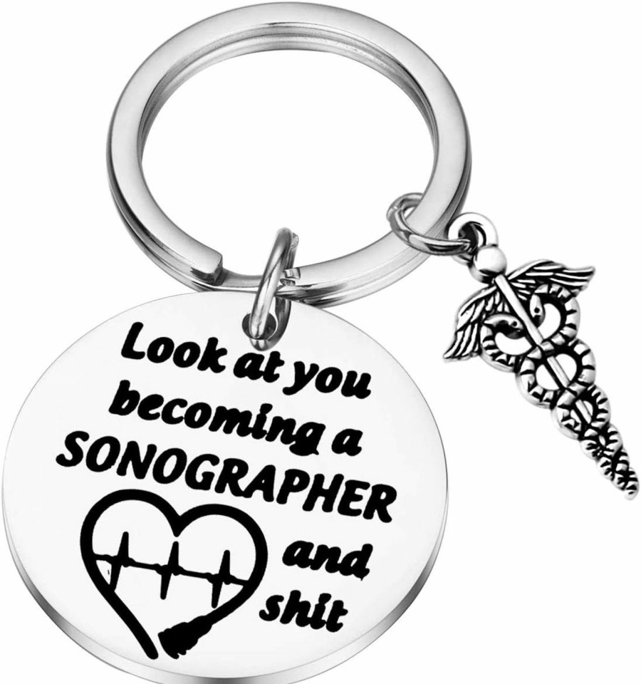 Hot PLITI Pliti Sonographer Gifts For Women Funny Ultrasound Technician Gifts Radiologist Gift Sonography Student Graduation Gift Look At You Becoming A Sonographer And Shit Keychain (Becoming A Sonographer)