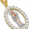 Online The World Jewelry Center The World Jewelry Center 14K Real Tri Color Gold Cz Santa Muerte Charm Pendant (Size : 24 X 15 Mm)