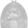 New Claddagh Gold 925 Sterling Silver Saint Francis Of Assisi Cz Oval Medal Charm Pendant (Small)