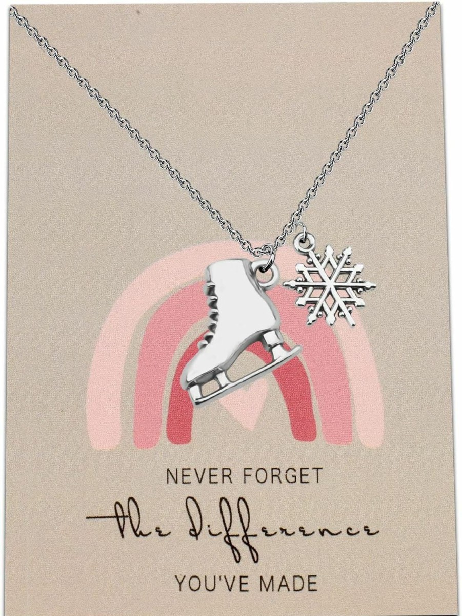 Clearance MYOSPARK Myospark Skater Gift Message Card Ice Skates Pendant Necklace Team Sport Skater Jewelry Skate Lover Gift