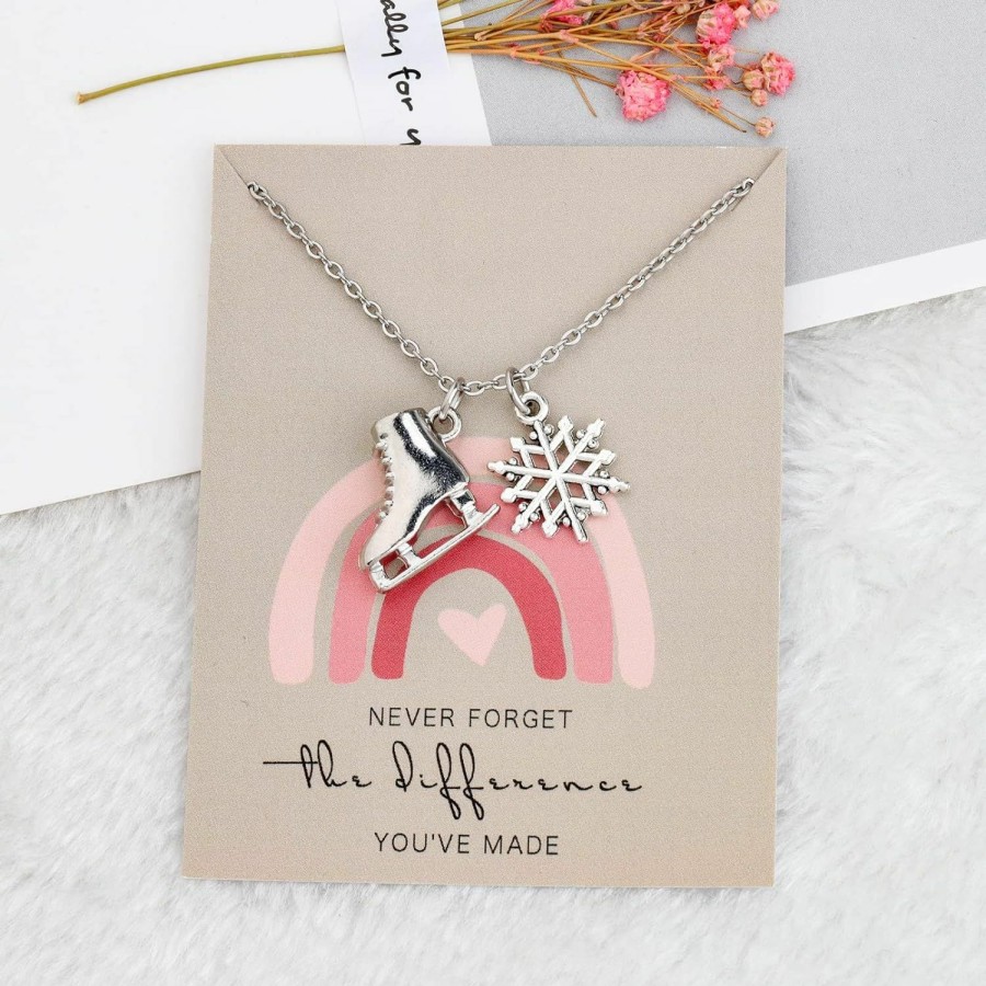 Clearance MYOSPARK Myospark Skater Gift Message Card Ice Skates Pendant Necklace Team Sport Skater Jewelry Skate Lover Gift