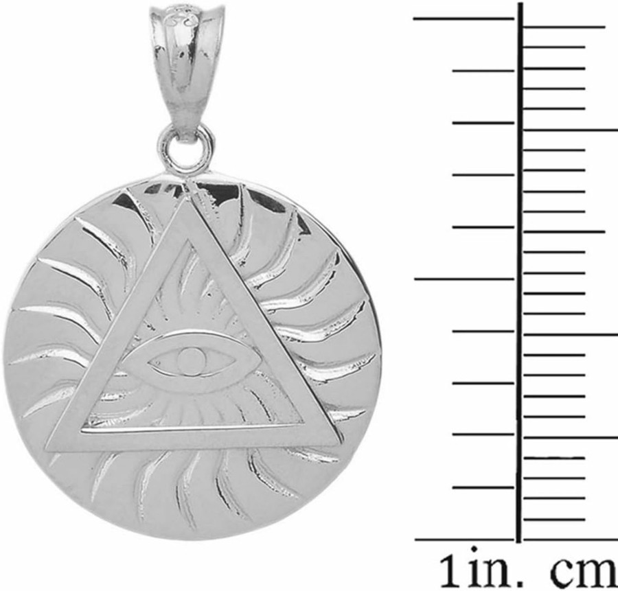 Hot Claddagh Gold Sterling Silver Triangle Eye Of Providence Illuminati All Seeing Eye Round Pendant