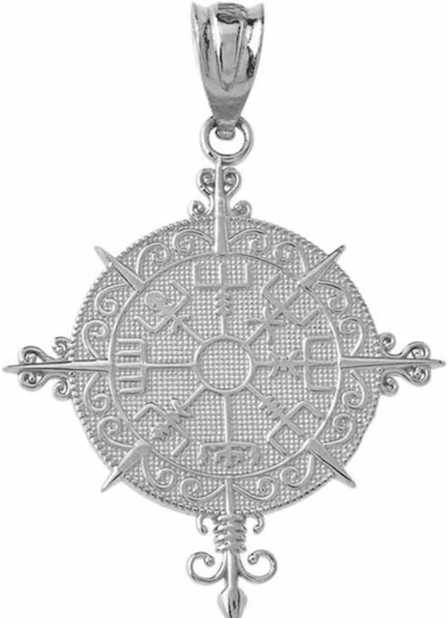 Wholesale Claddagh Gold Certified 10K Gold Vegvisir Viking Compass Nordic Norse Amulet Pendant Charm Necklace