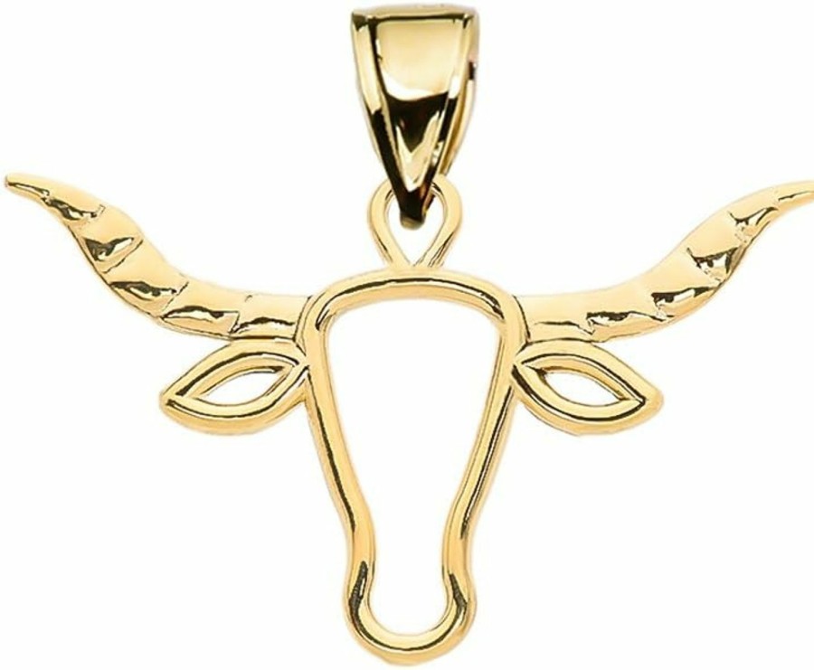 Best Astrology Jewelry Astrology Jewelry 10K Yellow Gold Open Work Texas Longhorn Bull Pendant