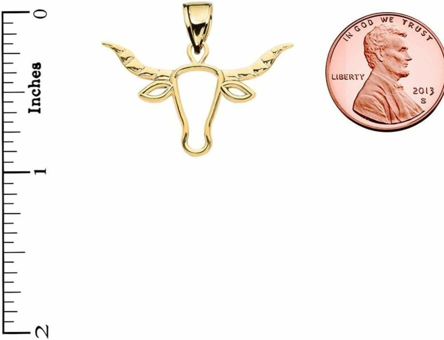 Best Astrology Jewelry Astrology Jewelry 10K Yellow Gold Open Work Texas Longhorn Bull Pendant