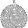 Hot Aztec and Mayan Calendar .925 Sterling Silver Round Aztec Mayan Calendar Charm Pendant - Choice Of Pendant Size