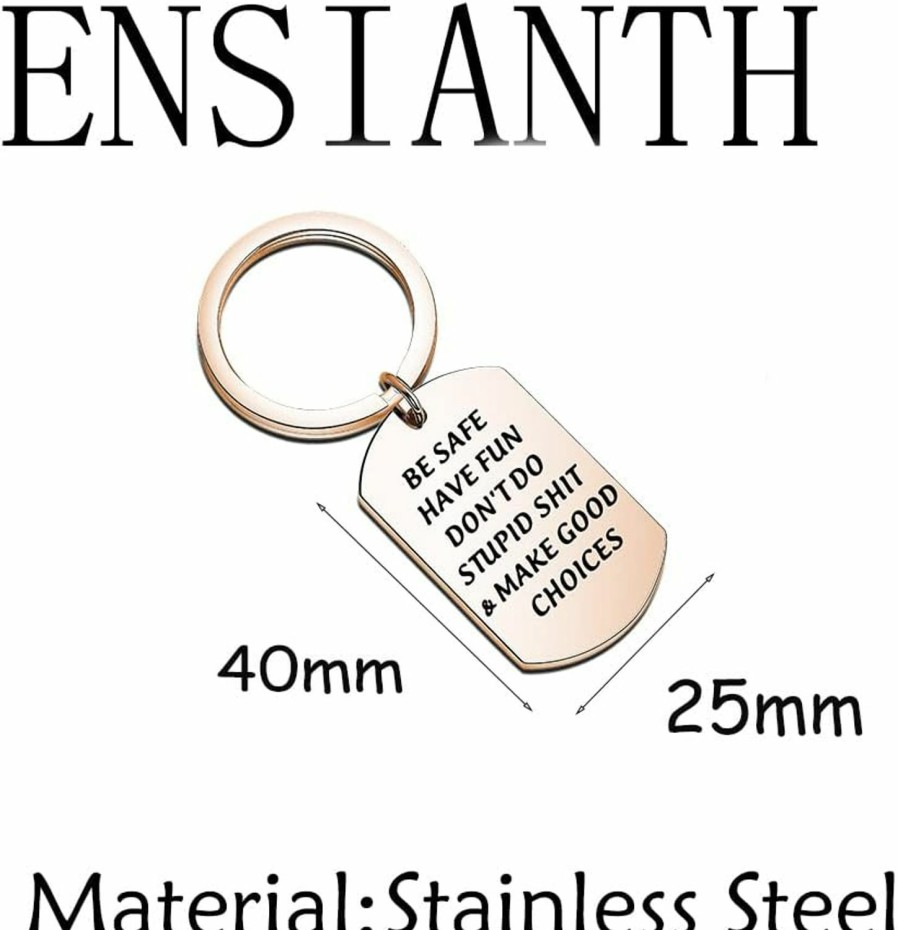 Clearance ENSIANTH New Driver Keychain Be Safe Have Fun Don'T Do Stupid Shit Long Distance Gift Go Away To College Gift