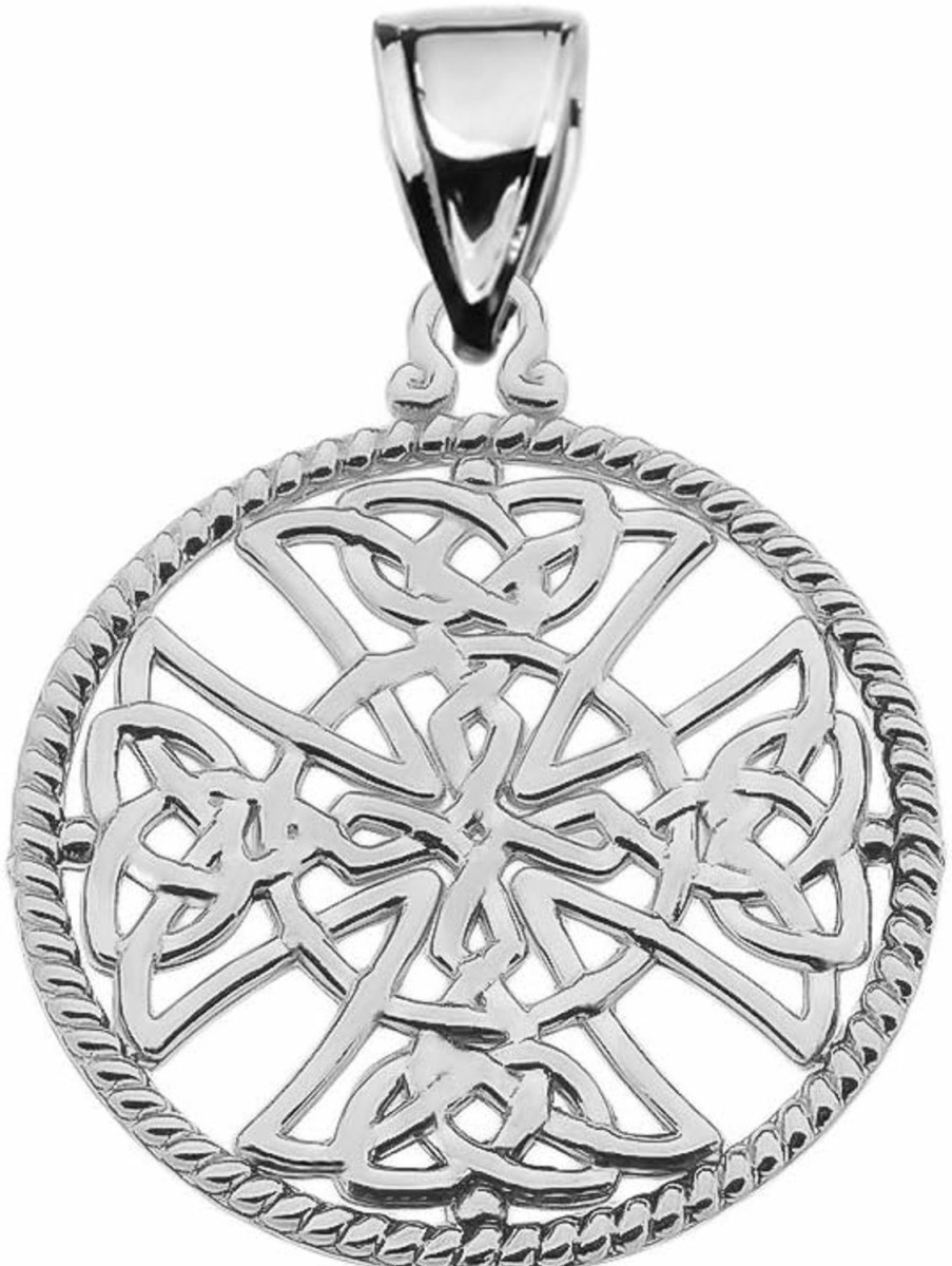 Clearance Claddagh Gold Religious Jewelry Sterling Silver Trinity Knot Celtic Cross Round Rope Design Frame Pendant