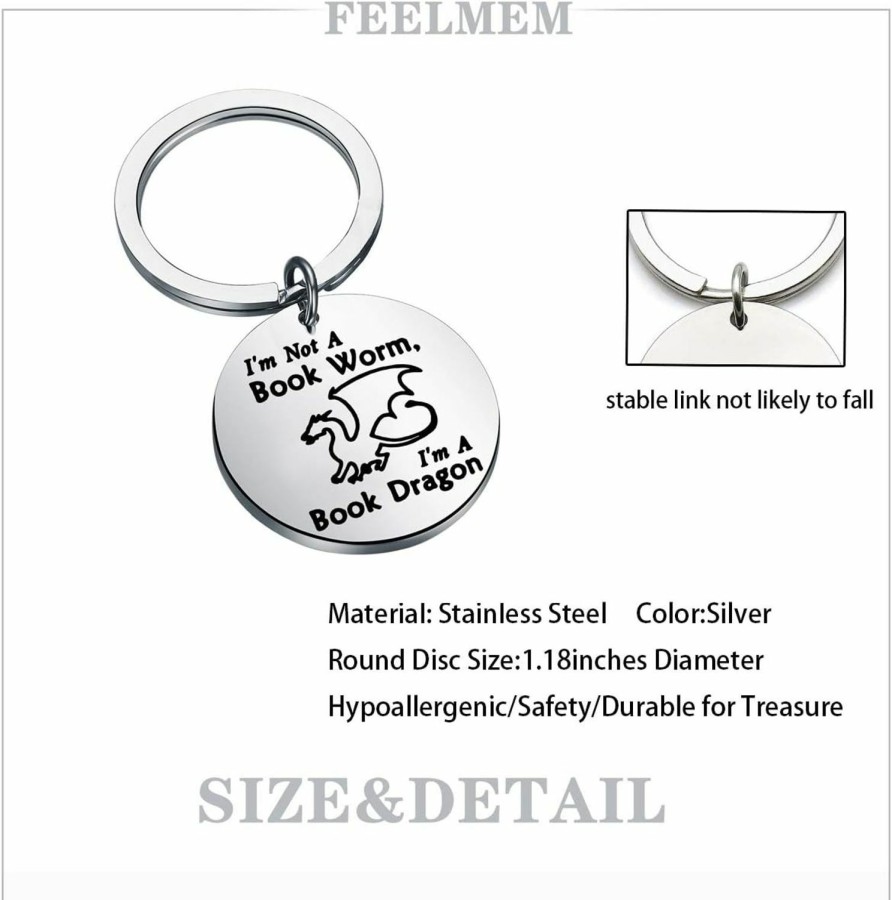 Online FEELMEM Feelmem Book Lover Gift Reading Lover Gift Book Keychainbook Club Keyring Gift