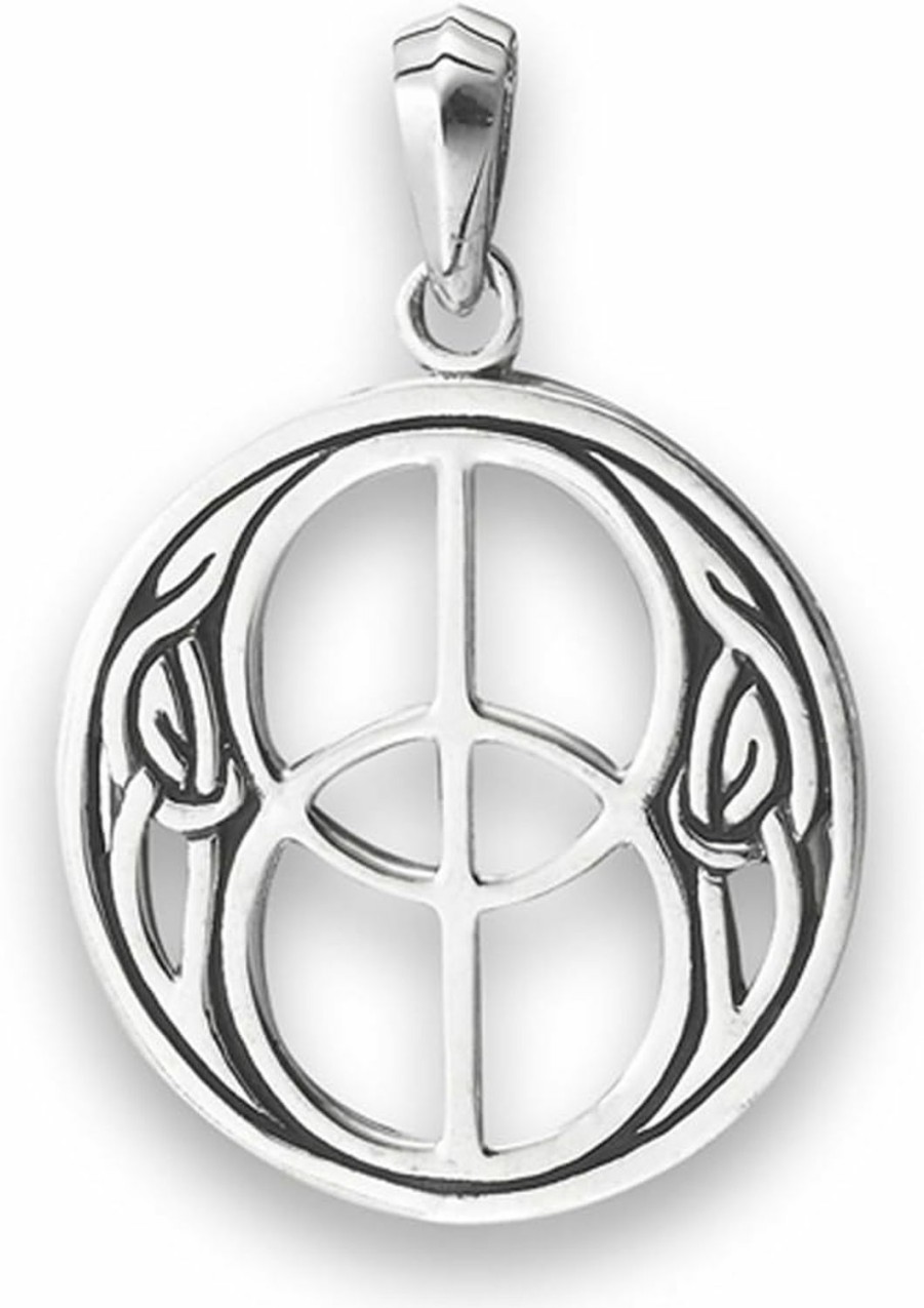 Wholesale Sac Silver Celtic Peace Sign Pendant .925 Sterling Silver Unity Infinity Knot Hippie Symbol Charm