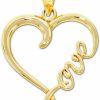 Best CA CHARMAMERICA Gold \"Love\" Heart Charm - 10 Karat Solid Gold - Heart Pendant Charm - Cursive Love Jewelry - Heart Jewelry