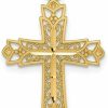 Best Diamond2Deal Diamond2Deal 14K Yellow Gold Polished Filigree Cross Pendant, For Women