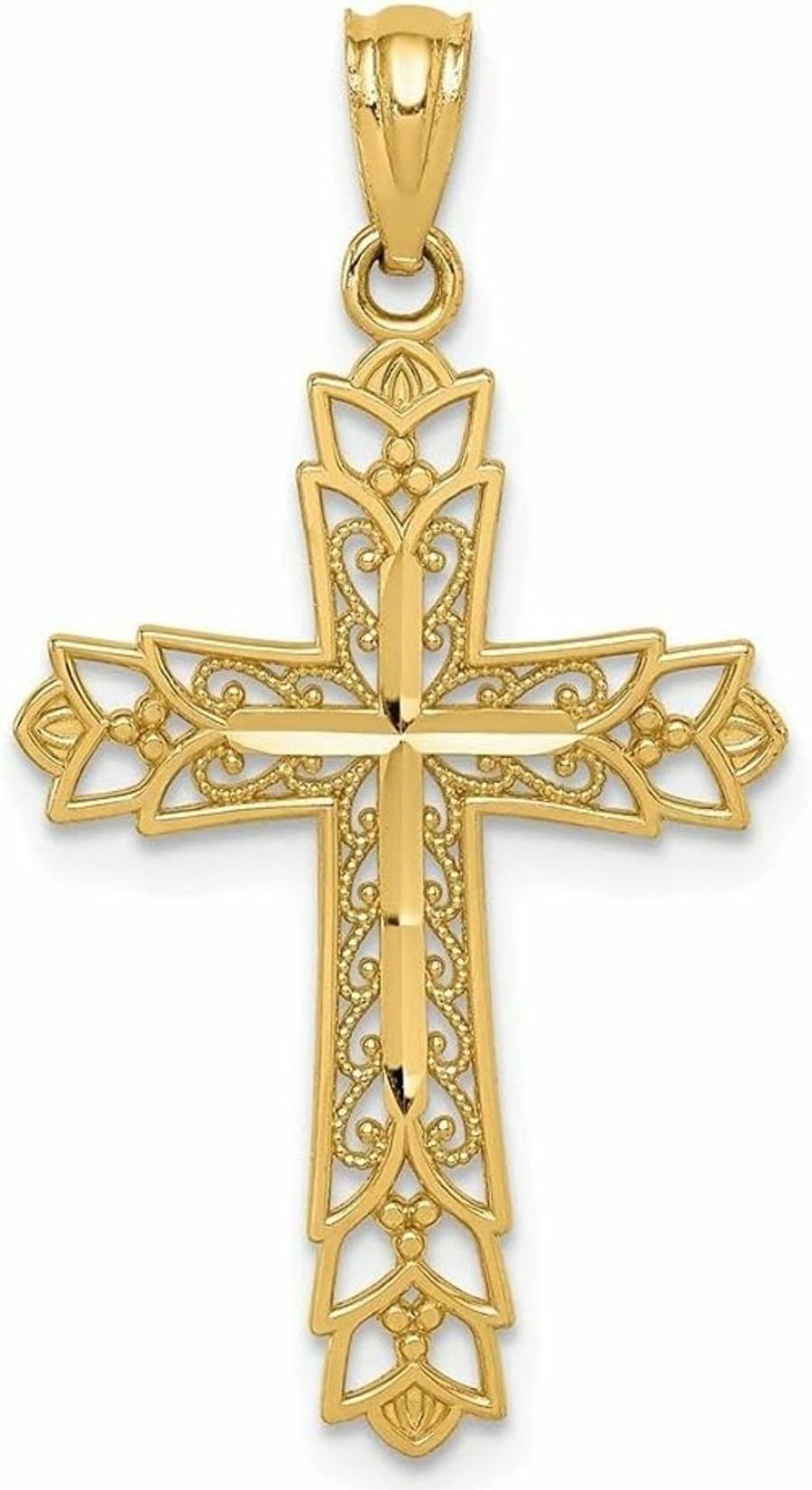 Best Diamond2Deal Diamond2Deal 14K Yellow Gold Polished Filigree Cross Pendant, For Women