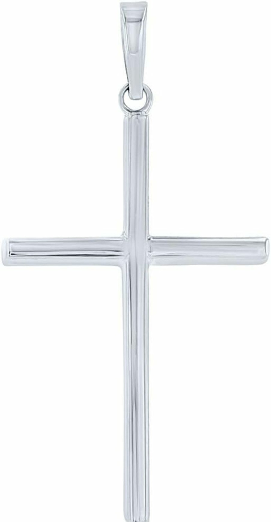 Online Jewelry America Jewelry America 14K White Gold Plain Slender Cross Pendant With High Polish