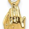 Clearance Diamond2Deal Diamond2Deal 14K Yellow Gold Praying Hands Pendant Fine Jewelry For Women (L- 16 Mm W- 9 Mm)