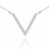 New Unknown High Polish 925 Sterling Silver Chevron Pendant Necklace