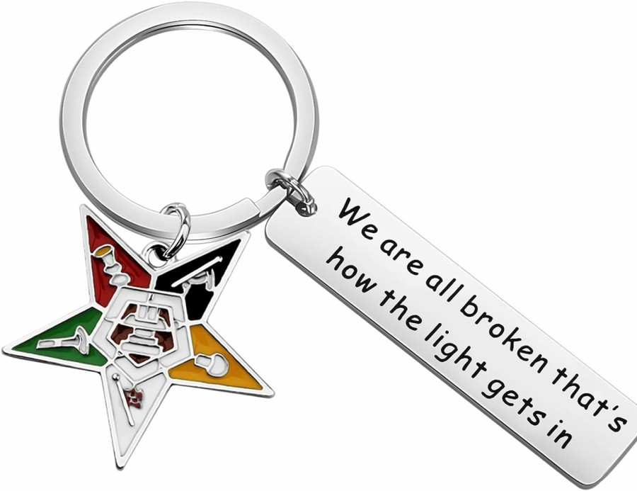 Wholesale MYOSPARK Myospark The Eastern Star Inspired Gift Sorority Jewelry We Are All Broken That'S How The Light Gets In Keychain