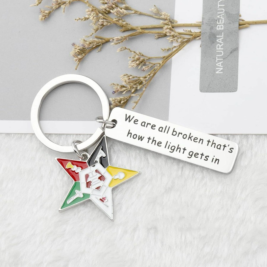 Wholesale MYOSPARK Myospark The Eastern Star Inspired Gift Sorority Jewelry We Are All Broken That'S How The Light Gets In Keychain