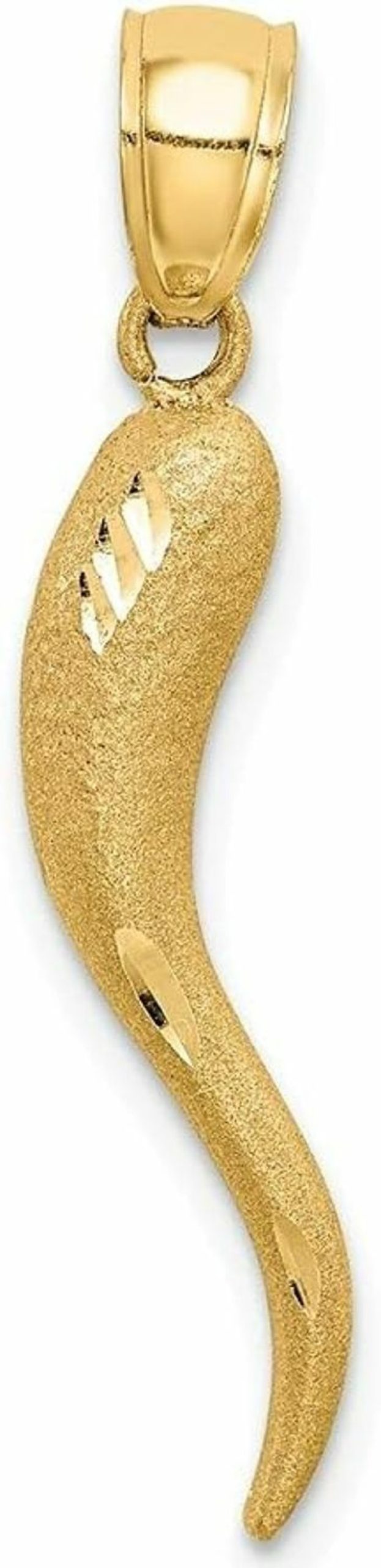 New Diamond2Deal Diamond2Deal 14K Yellow Gold Italian Horn Pendant For Women (L- 30 Mm W- 5 Mm)