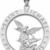 Hot CaliRoseJewelry Calirosejewelry Sterling Silver Saint Michael Pray For Us Round Charm Pendant